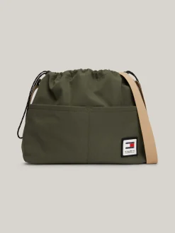 Torebki Na Pasku*Tommy Hilfiger Torebka Na Ramię Z Troczkami Ze Stoperem PEWTER GREEN
