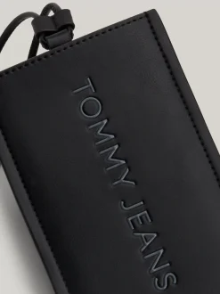 Portfele & Breloczki Do Kluczy*Tommy Hilfiger Torebka Na Telefon Essential Z Metalowym Logo BLACK