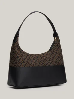 Torby Na Ramię*Tommy Hilfiger Torebka TH Jaquard Z Monogramem BLACK