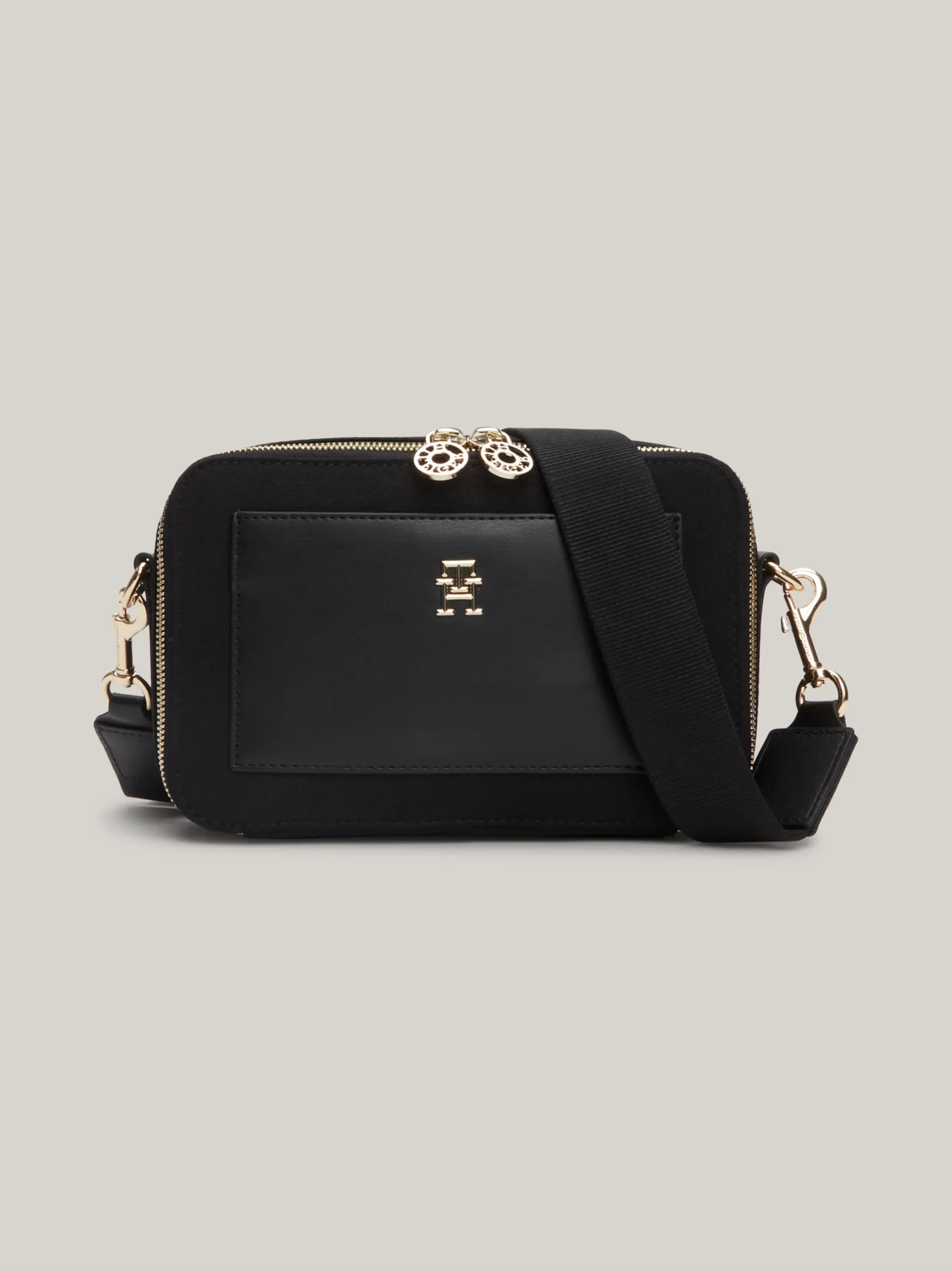 Torebki Na Pasku*Tommy Hilfiger Torebka Z Dwukierunkowym Zamkiem TH Monogram BLACK