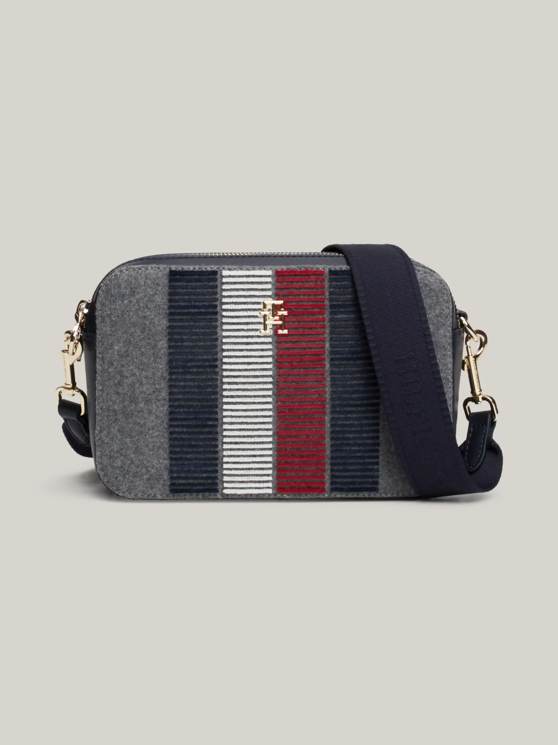 Torebki Na Pasku*Tommy Hilfiger Torebka Z Mieszanki Wełny Z Monogramem TH MID GREY HEATHER