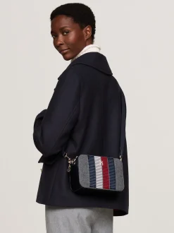 Torebki Na Pasku*Tommy Hilfiger Torebka Z Mieszanki Wełny Z Monogramem TH MID GREY HEATHER