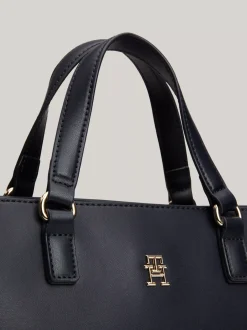 Torebki Tote*Tommy Hilfiger Torebka Z Parcianym Paskiem I Logo SPACE BLUE