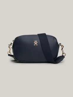 Torebki Na Pasku*Tommy Hilfiger Torebka Z Plakietką Z Monogramem TH SPACE BLUE