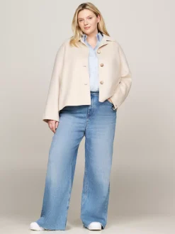 Kurtki & Płaszcze|Wełniane Płaszcze*Tommy Hilfiger Trencz O Krótkim Kroju Curve Z Mieszanki Wełny CLASSIC BEIGE