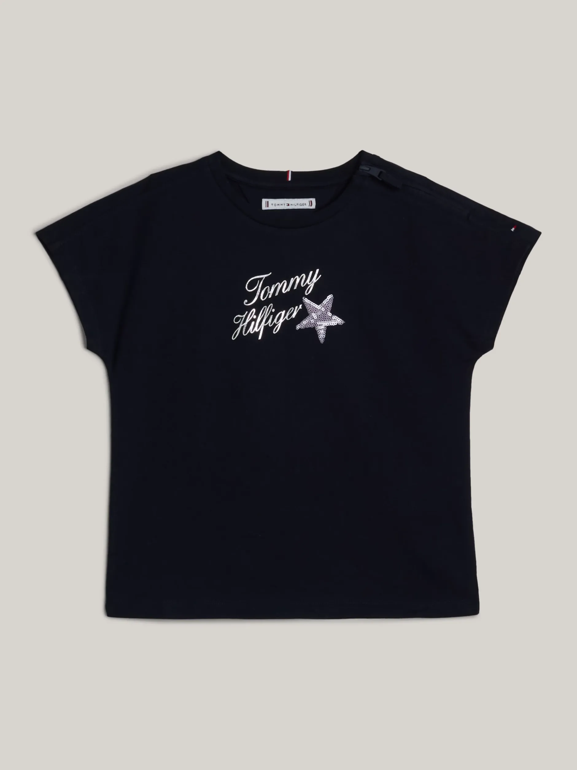 Topy I T-Shirty*Tommy Hilfiger T-shirt Adaptive Z Gwiazdką Z Cekinów I Logo DESERT SKY
