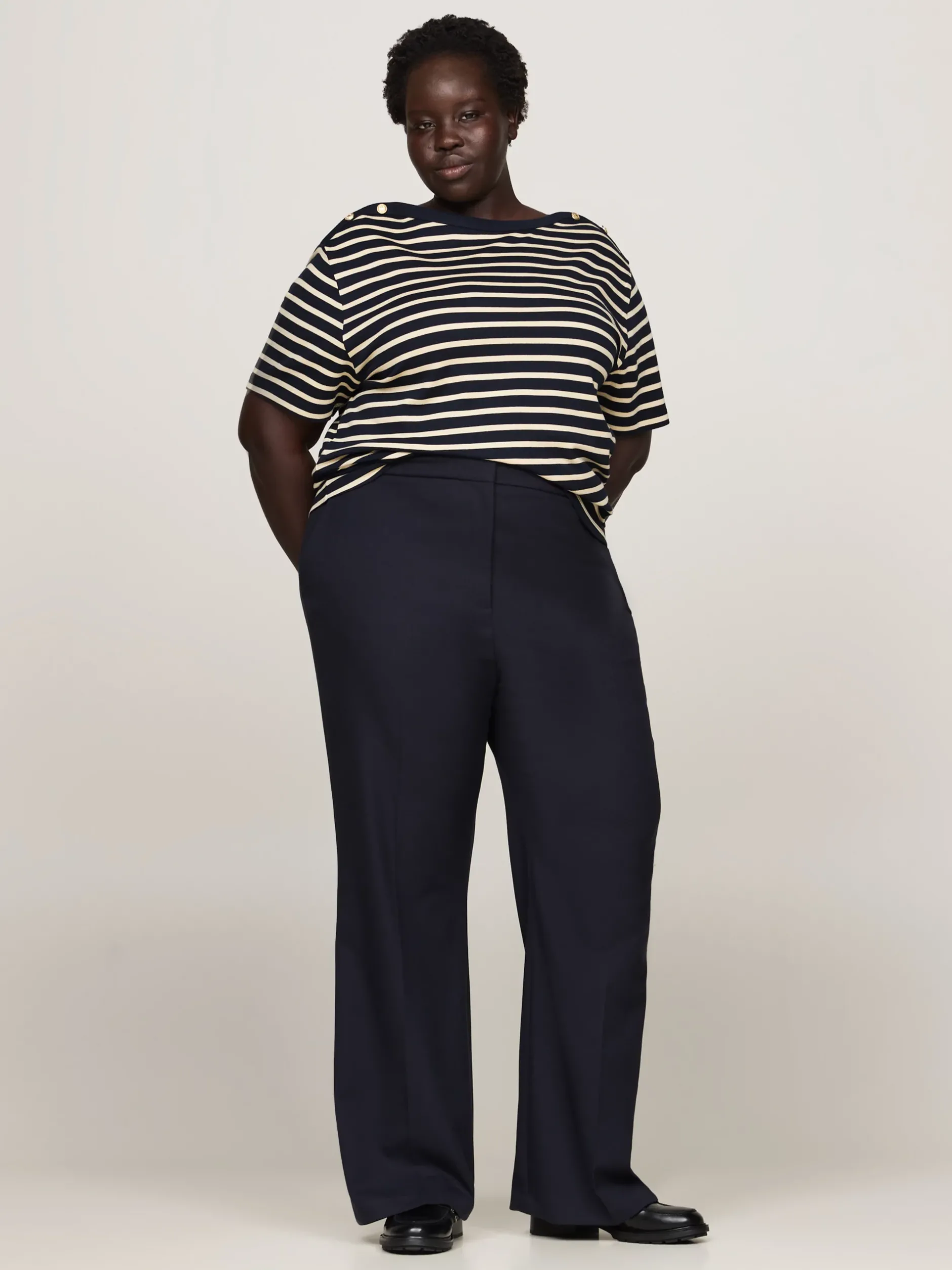 T-Shirty*Tommy Hilfiger T-shirt Curve Z Dekoltem W łódkę BRETON STP DESERT SKY/COUNTRY IVORY