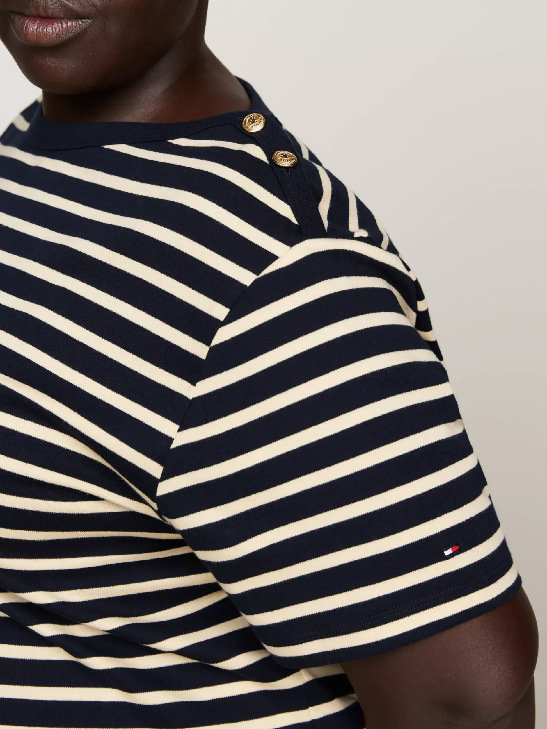 T-Shirty*Tommy Hilfiger T-shirt Curve Z Dekoltem W łódkę BRETON STP DESERT SKY/COUNTRY IVORY