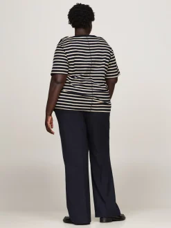 T-Shirty*Tommy Hilfiger T-shirt Curve Z Dekoltem W łódkę BRETON STP DESERT SKY/COUNTRY IVORY