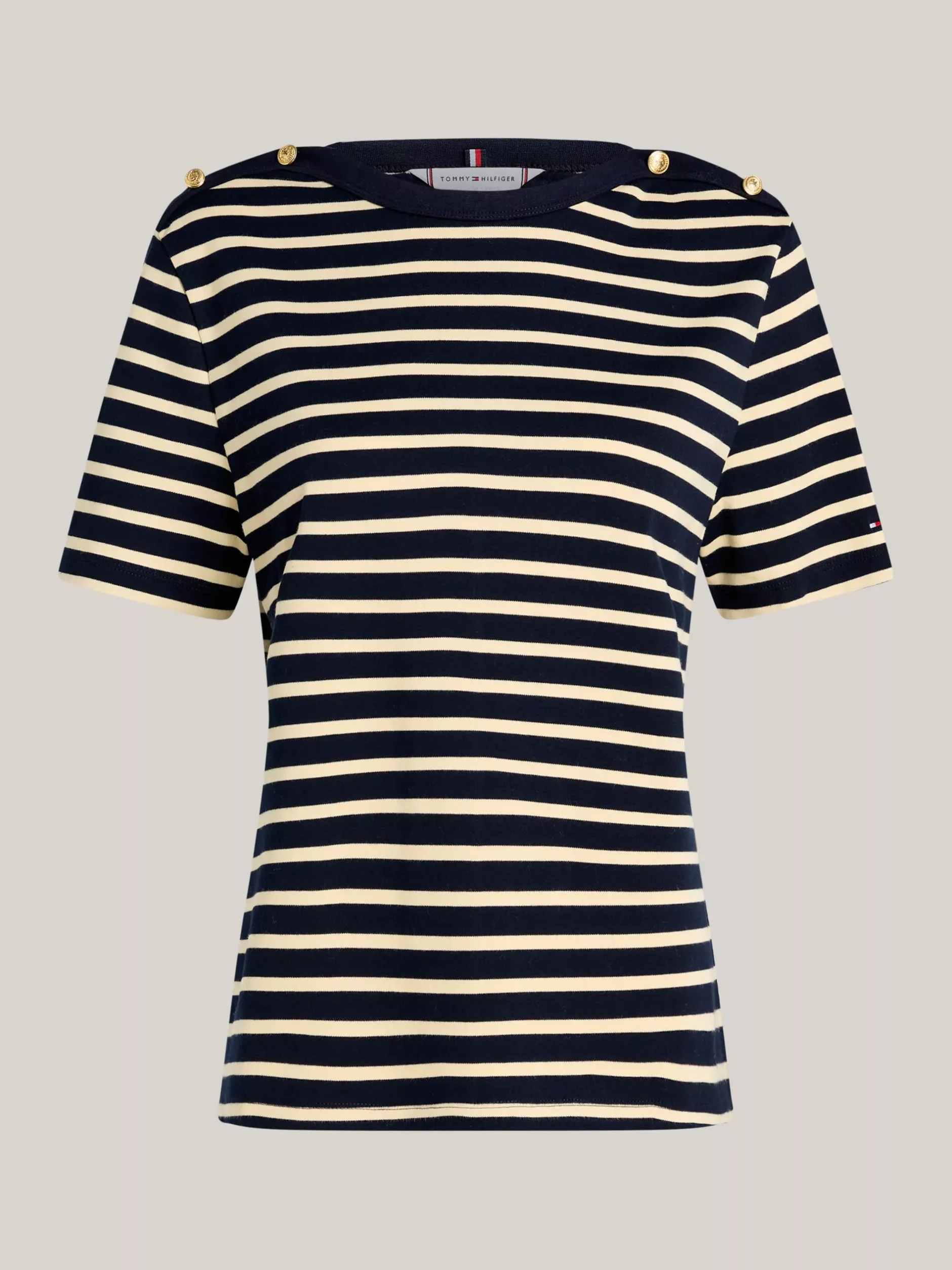 T-Shirty*Tommy Hilfiger T-shirt Curve Z Dekoltem W łódkę BRETON STP DESERT SKY/COUNTRY IVORY