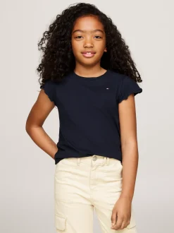 Topy I T-Shirty*Tommy Hilfiger T-shirt Essential Z Muszelkowym Wykończeniem DESERT SKY