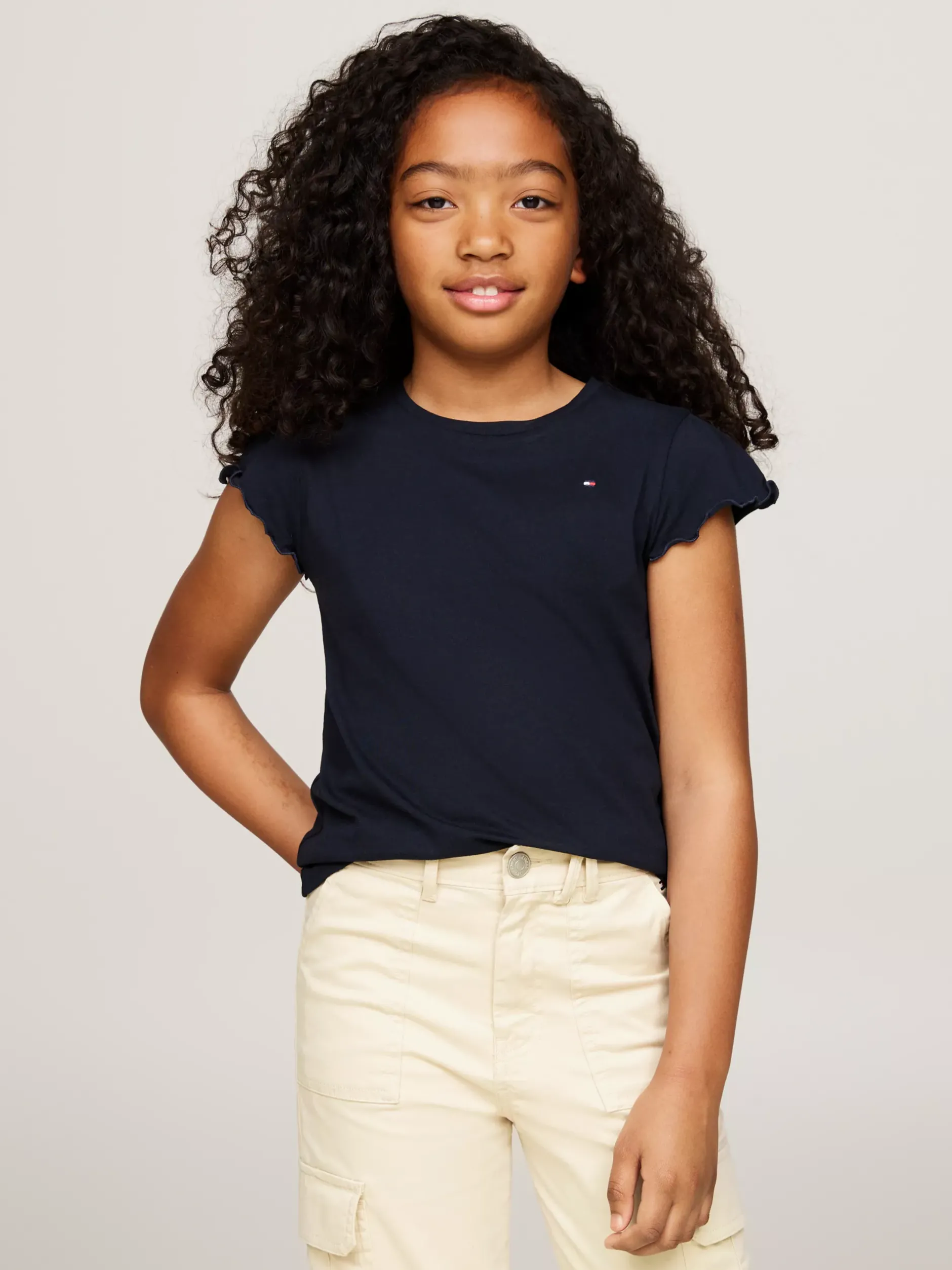 Topy I T-Shirty*Tommy Hilfiger T-shirt Essential Z Muszelkowym Wykończeniem DESERT SKY