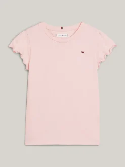 Topy I T-Shirty*Tommy Hilfiger T-shirt Essential Z Muszelkowym Wykończeniem WHIMSY PINK