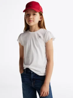 Topy I T-Shirty*Tommy Hilfiger T-shirt Essential Z Muszelkowym Wykończeniem WHITE