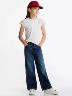 Topy I T-Shirty*Tommy Hilfiger T-shirt Essential Z Muszelkowym Wykończeniem WHITE