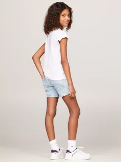 Topy I T-Shirty*Tommy Hilfiger T-shirt Essential Z Muszelkowym Wykończeniem WHITE