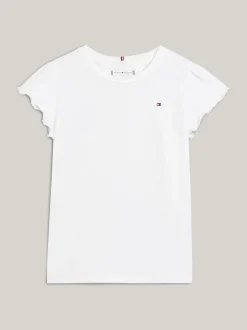 Topy I T-Shirty*Tommy Hilfiger T-shirt Essential Z Muszelkowym Wykończeniem WHITE