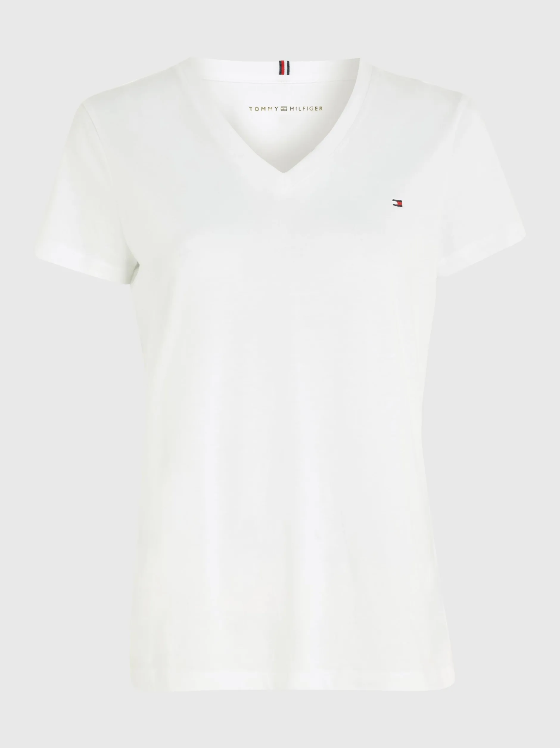 T-Shirty*Tommy Hilfiger T-shirt Heritage Z Dekoltem W Kształcie Litery V CLASSIC WHITE