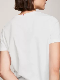 T-Shirty*Tommy Hilfiger T-shirt Heritage Z Okrągłym Dekoltem I Logo CLASSIC WHITE