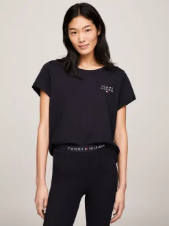 Stroje Domowe*Tommy Hilfiger T-shirt Lounge Z Logo TH Original DESERT SKY