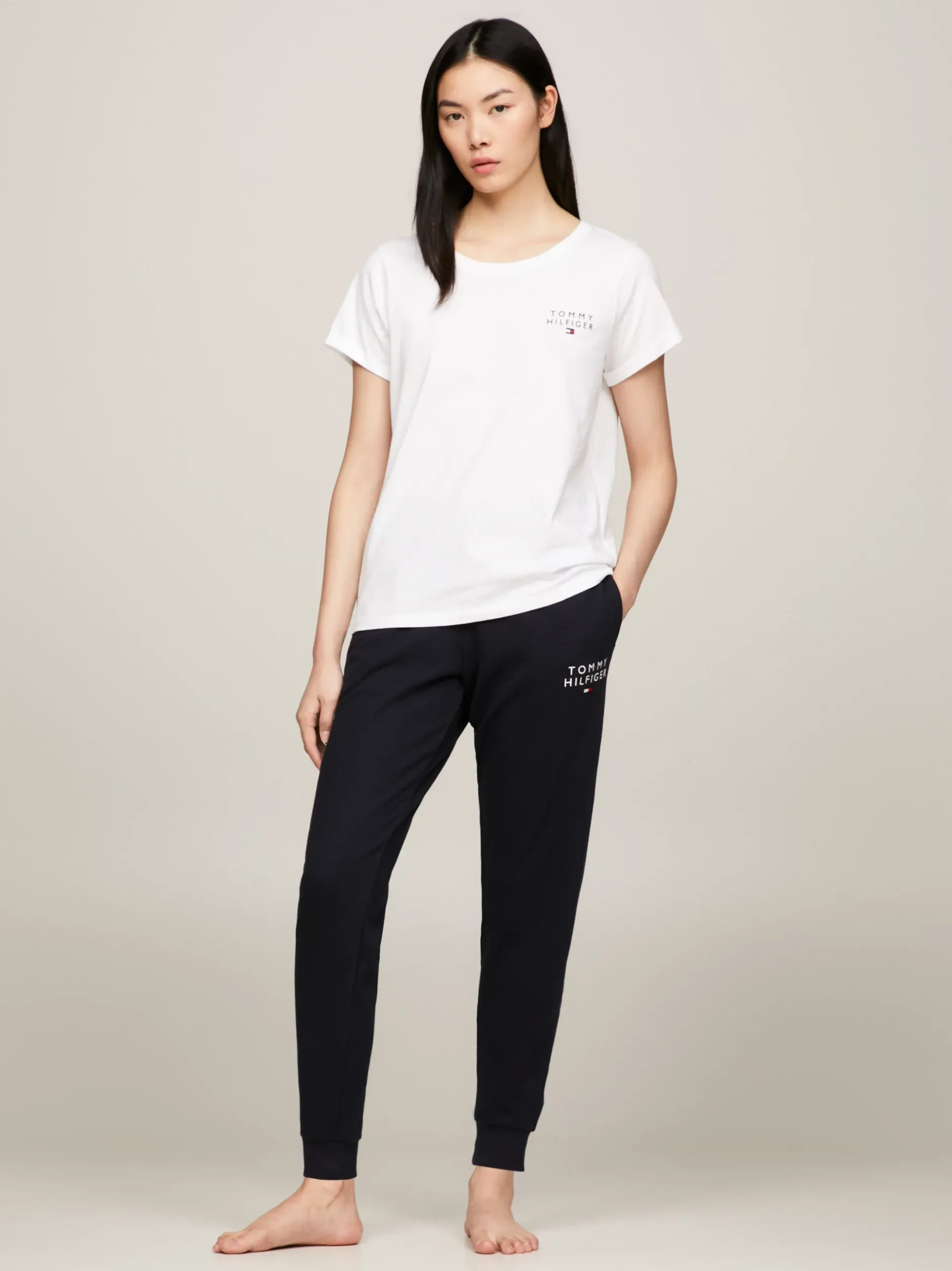 Stroje Domowe*Tommy Hilfiger T-shirt Lounge Z Logo TH Original WHITE