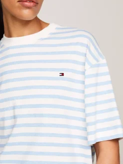 T-Shirty*Tommy Hilfiger T-shirt O Luźnym Kroju W Paski REG STP ANCIENT WHITE/ VESSEL BLUE