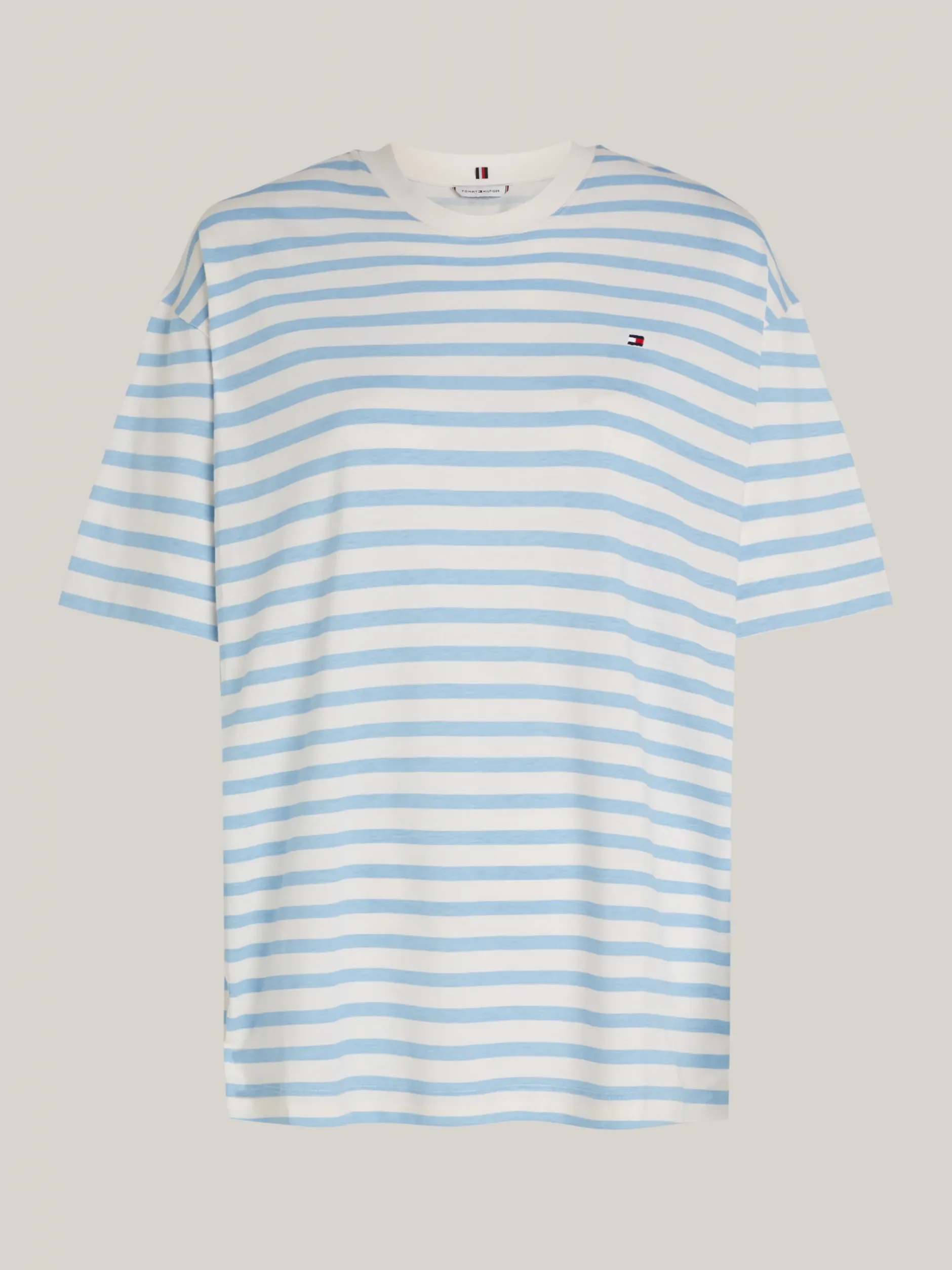 T-Shirty*Tommy Hilfiger T-shirt O Luźnym Kroju W Paski REG STP ANCIENT WHITE/ VESSEL BLUE