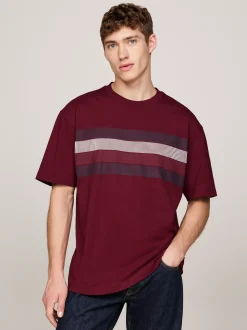 T-Shirty*Tommy Hilfiger T-shirt O Luźnym Kroju Z Cieniowaną Flagą DEEP ROUGE