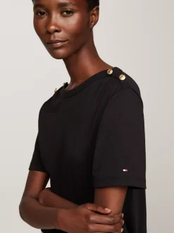 T-Shirty*Tommy Hilfiger T-shirt O Luźnym Kroju Z Dekoltem W łódkę BLACK