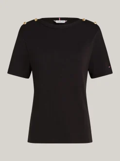 T-Shirty*Tommy Hilfiger T-shirt O Luźnym Kroju Z Dekoltem W łódkę BLACK
