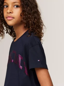 Topy I T-Shirty*Tommy Hilfiger T-shirt O Luźnym Kroju Z Logo W Stylu Varsity DESERT SKY