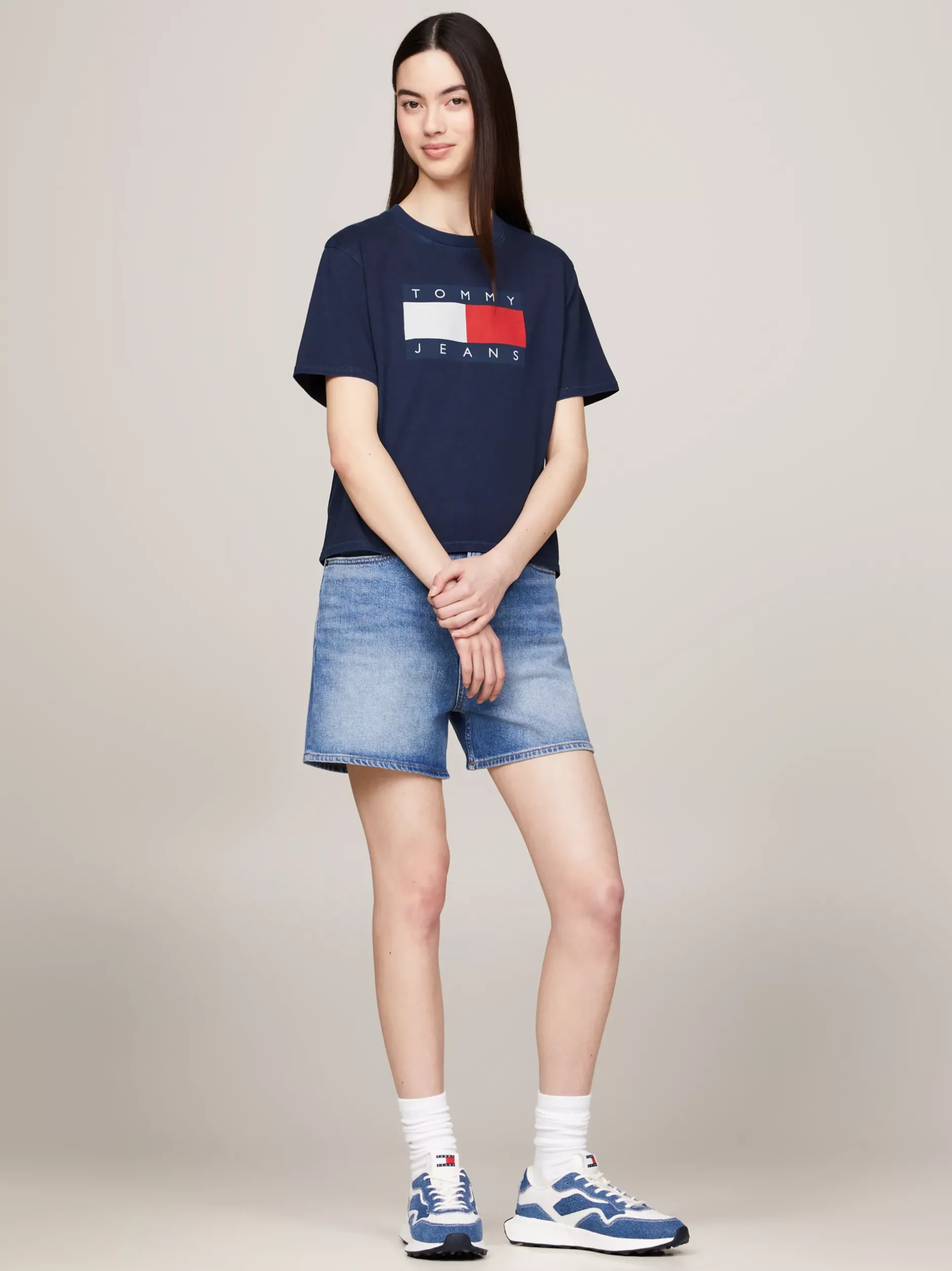 T-Shirty*Tommy Hilfiger T-shirt O Pudełkowym Kroju Z Naszywką Z Flagą DARK NIGHT NAVY