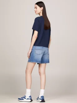 T-Shirty*Tommy Hilfiger T-shirt O Pudełkowym Kroju Z Naszywką Z Flagą DARK NIGHT NAVY