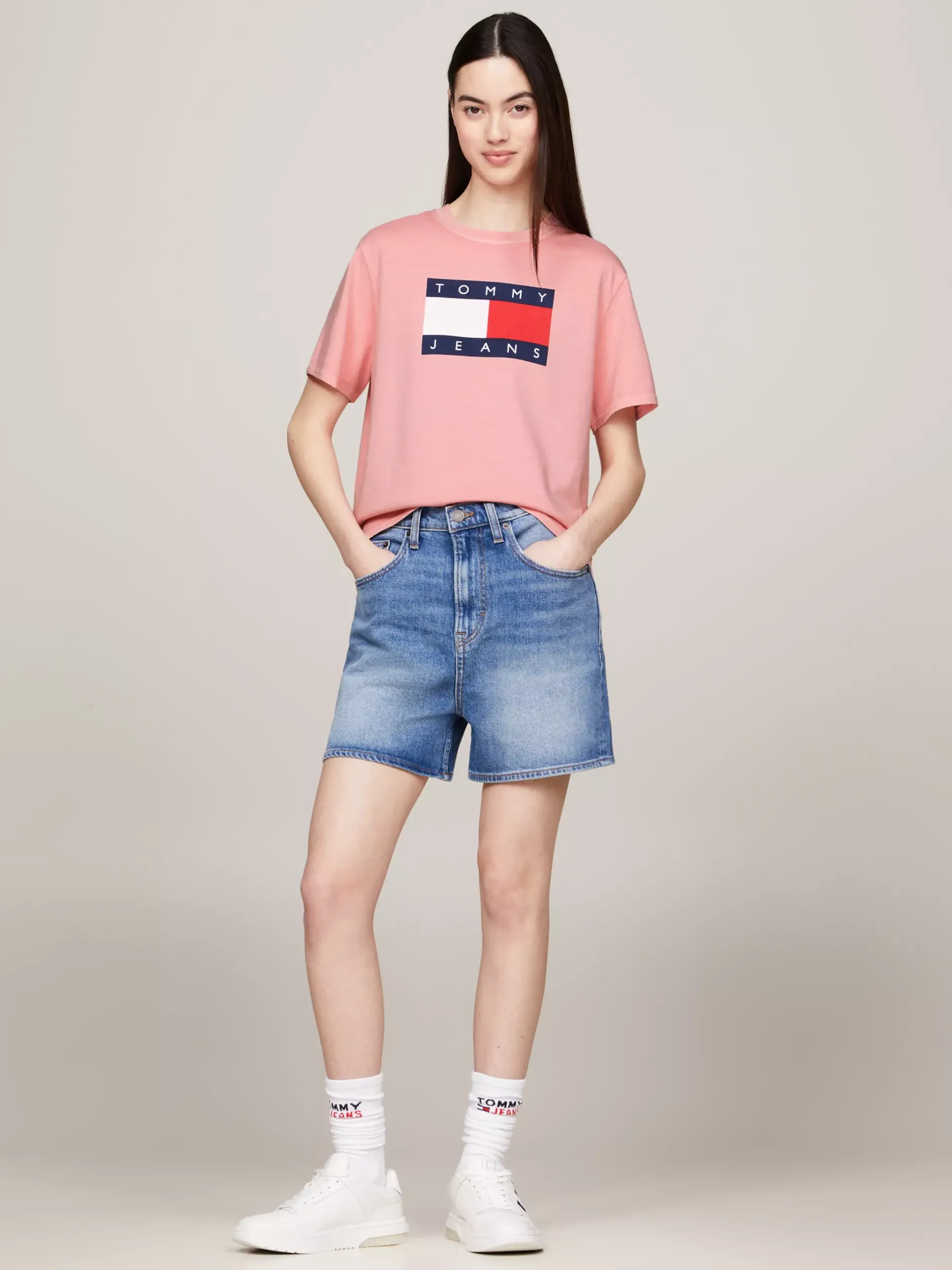 T-Shirty*Tommy Hilfiger T-shirt O Pudełkowym Kroju Z Naszywką Z Flagą BALLET PINK