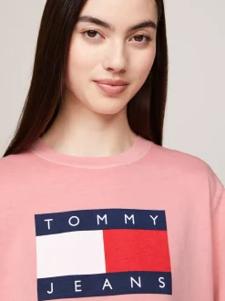 T-Shirty*Tommy Hilfiger T-shirt O Pudełkowym Kroju Z Naszywką Z Flagą BALLET PINK