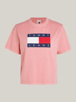 T-Shirty*Tommy Hilfiger T-shirt O Pudełkowym Kroju Z Naszywką Z Flagą BALLET PINK