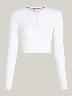 T-Shirty*Tommy Hilfiger T-shirt O Skróconym Kroju Z Długim Rękawem WHITE
