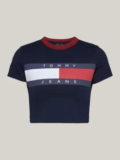 T-Shirty*Tommy Hilfiger T-shirt O Skróconym Wąskim Kroju DARK NIGHT NAVY