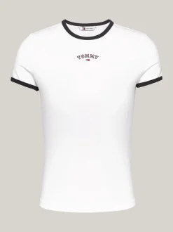 T-Shirty*Tommy Hilfiger T-shirt O Wąskim Kroju W Stylu Varsity WHITE