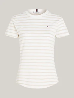 T-Shirty*Tommy Hilfiger T-shirt O Wąskim Kroju Z Kolekcji 1985 BRETON STP/ ECRU/ CLASSIC BEIGE