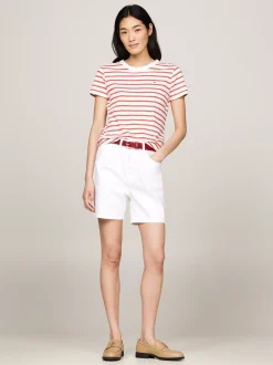 T-Shirty*Tommy Hilfiger T-shirt O Wąskim Kroju Z Kolekcji 1985 BRETON STP/ ECRU/ TERRA RED