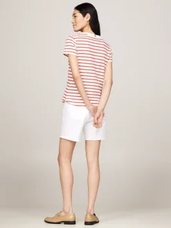 T-Shirty*Tommy Hilfiger T-shirt O Wąskim Kroju Z Kolekcji 1985 BRETON STP/ ECRU/ TERRA RED
