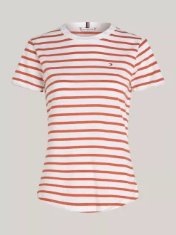 T-Shirty*Tommy Hilfiger T-shirt O Wąskim Kroju Z Kolekcji 1985 BRETON STP/ ECRU/ TERRA RED
