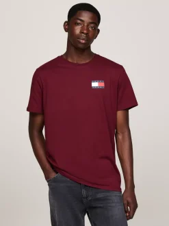 T-Shirty*Tommy Hilfiger T-shirt O Wąskim Kroju Z Logo DEEP ROUGE