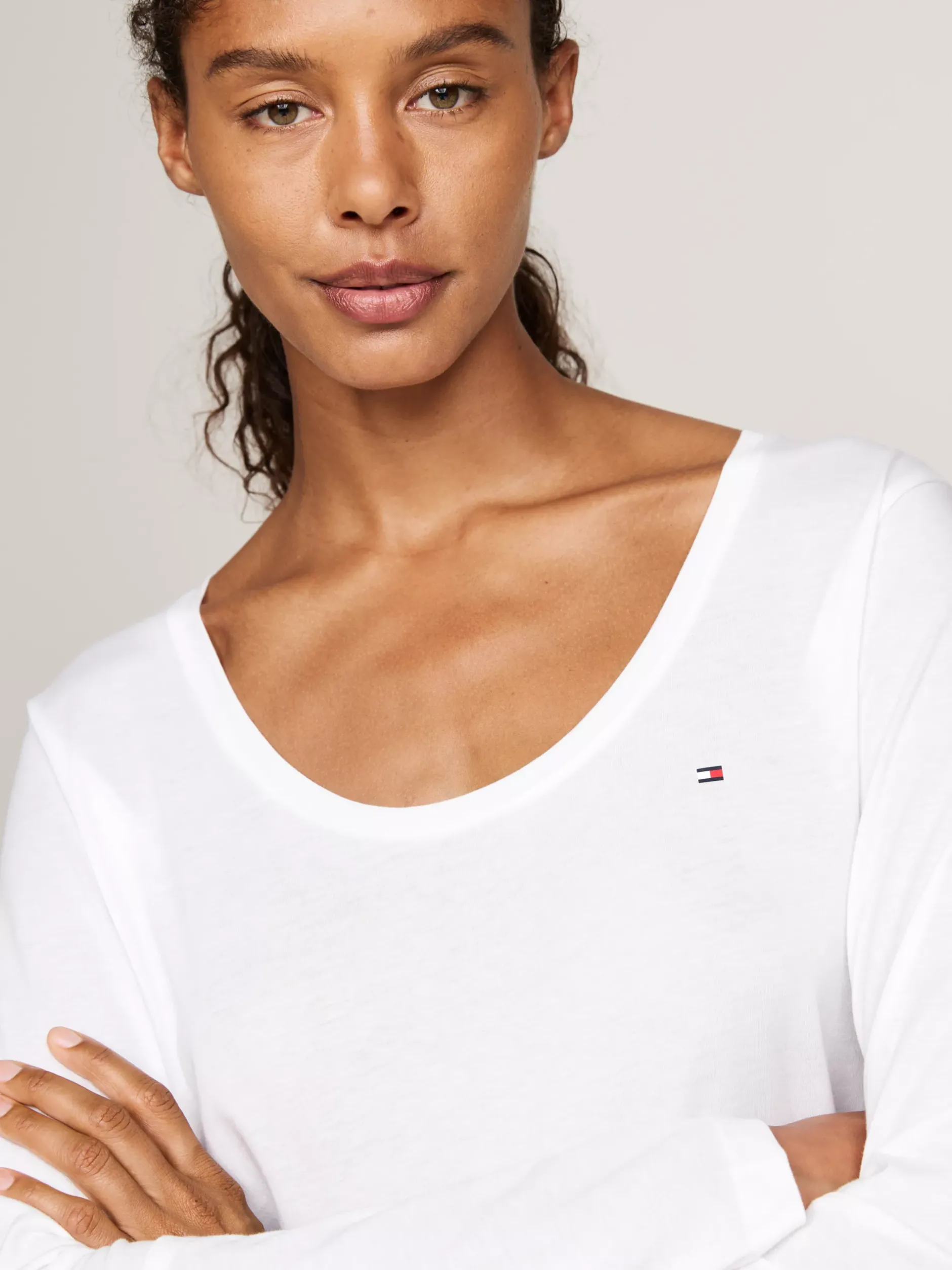 Stroje Domowe*Tommy Hilfiger T-shirt Od Piżamy Z Długim Rękawem I Logo TH WHITE