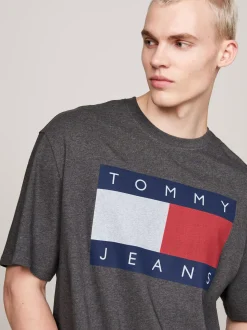 T-Shirty*Tommy Hilfiger T-shirt Oversize Z Flagą Tommy NEW CHARCOAL MELANGE