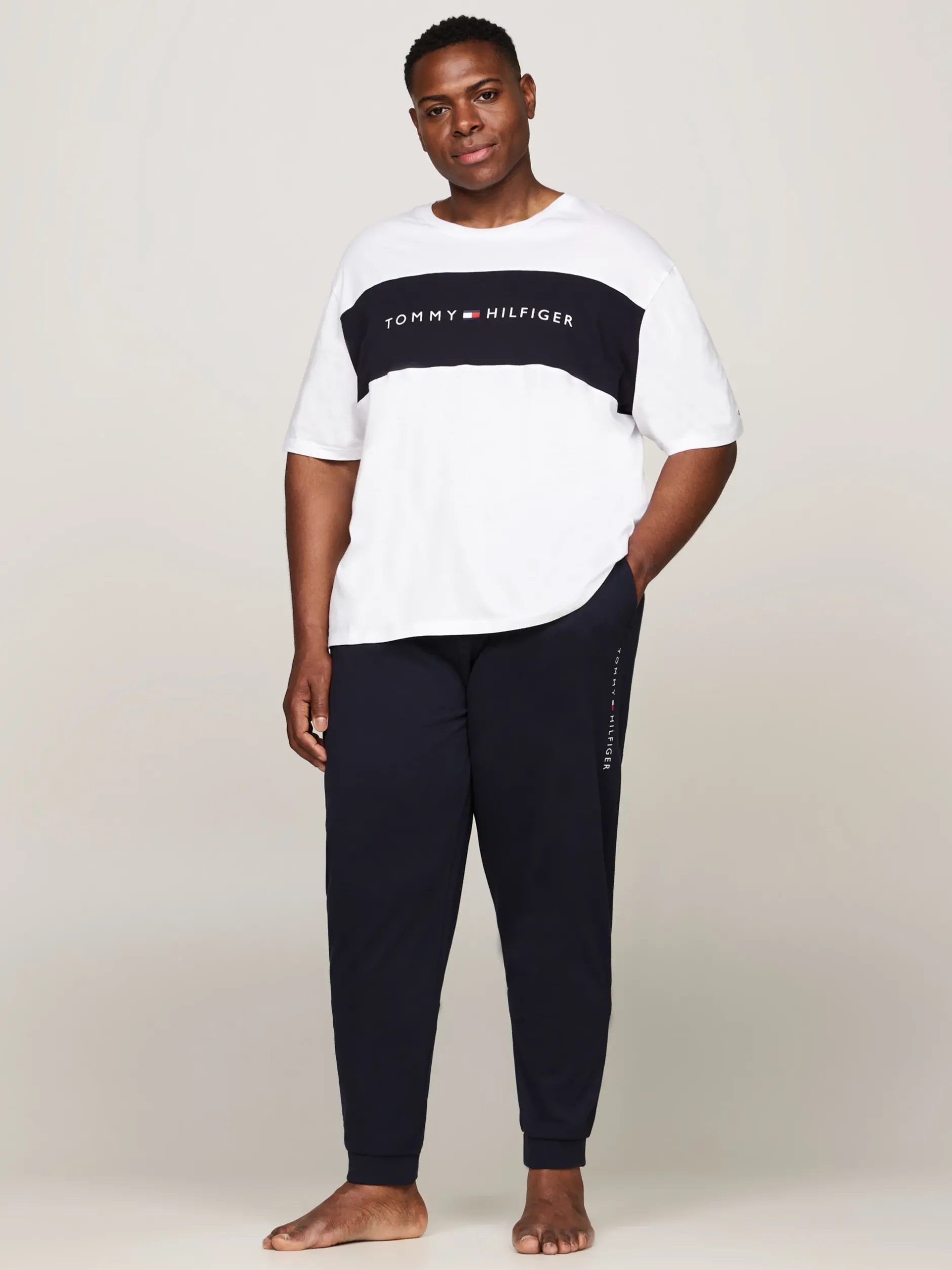 Stroje Domowe*Tommy Hilfiger T-shirt TH Original Plus Z Blokami Kolorów WHITE