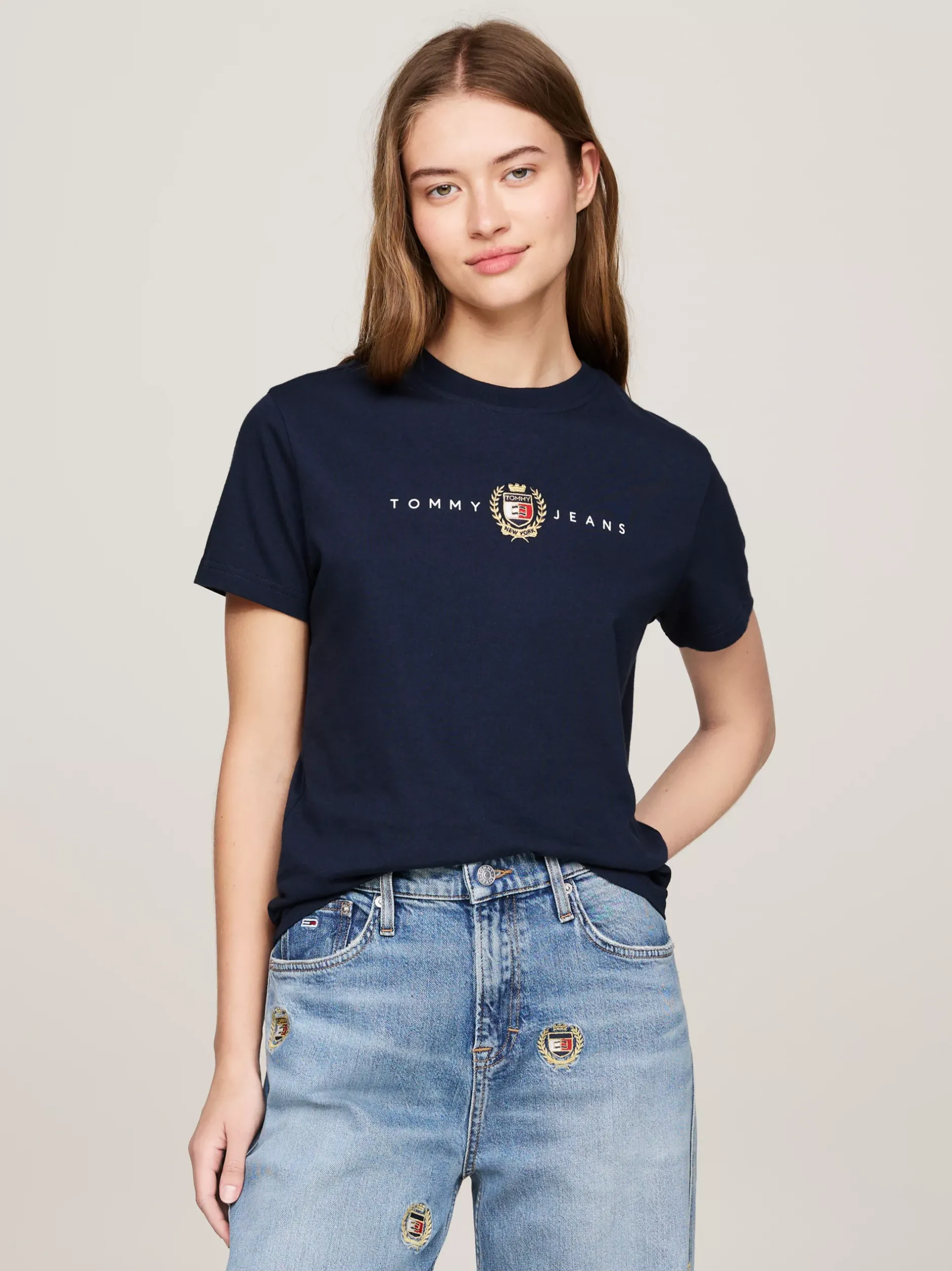 T-Shirty*Tommy Hilfiger T-shirt Varsity Z Okrągłym Dekoltem DARK NIGHT NAVY
