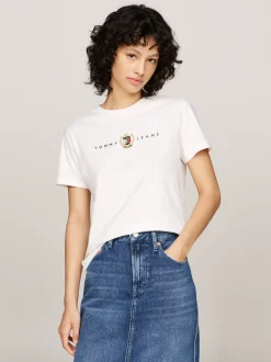 T-Shirty*Tommy Hilfiger T-shirt Varsity Z Okrągłym Dekoltem ANCIENT WHITE