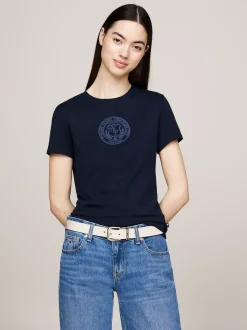 T-Shirty*Tommy Hilfiger T-shirt W Uczelnianym Stylu Z Logo Explorer DARK NIGHT NAVY